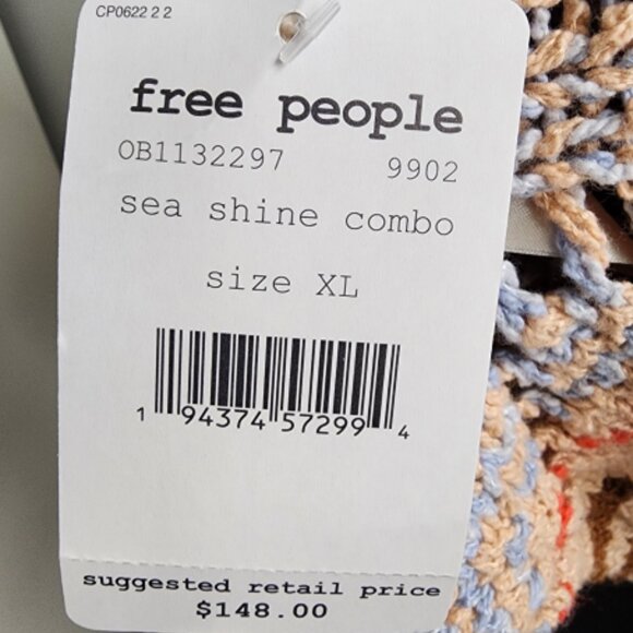 Free People Coral Reef Cropped Open Knit Pullover NWT XL - Picture 4 of 11